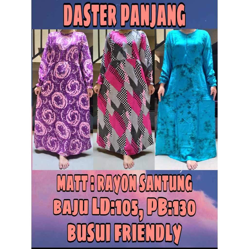 GAMIS RAYON DASTER PANJANG HOMEY DRESS TERLARIS / GAMIS MUSLIM SYARI MOTIF TERBARU HARGA GROSIR