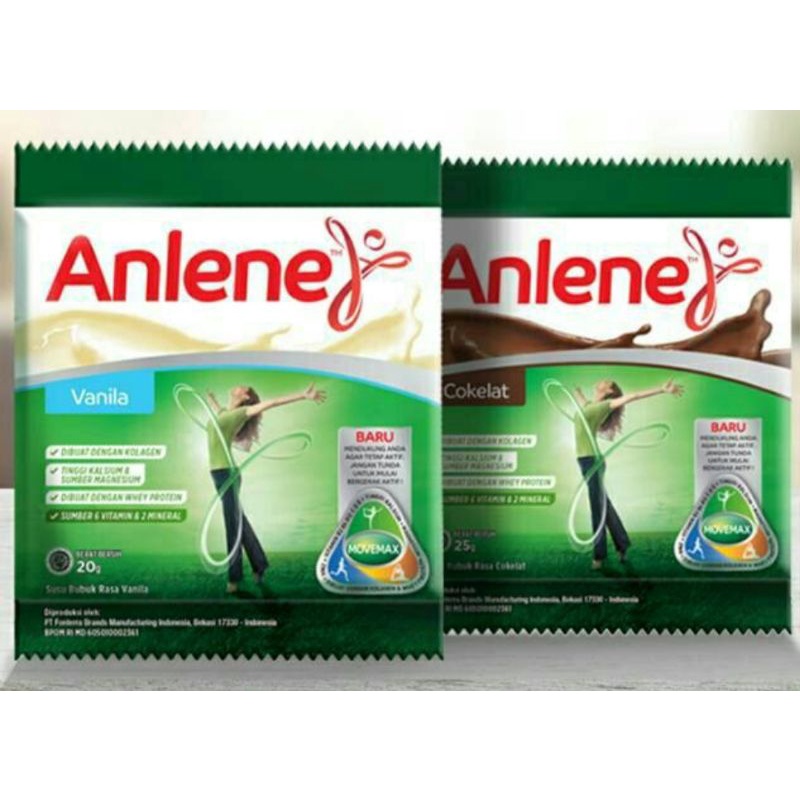 

ANLENE SACHET 20gr- 25gr ( SATUAN ) COKLAT & VANILLA