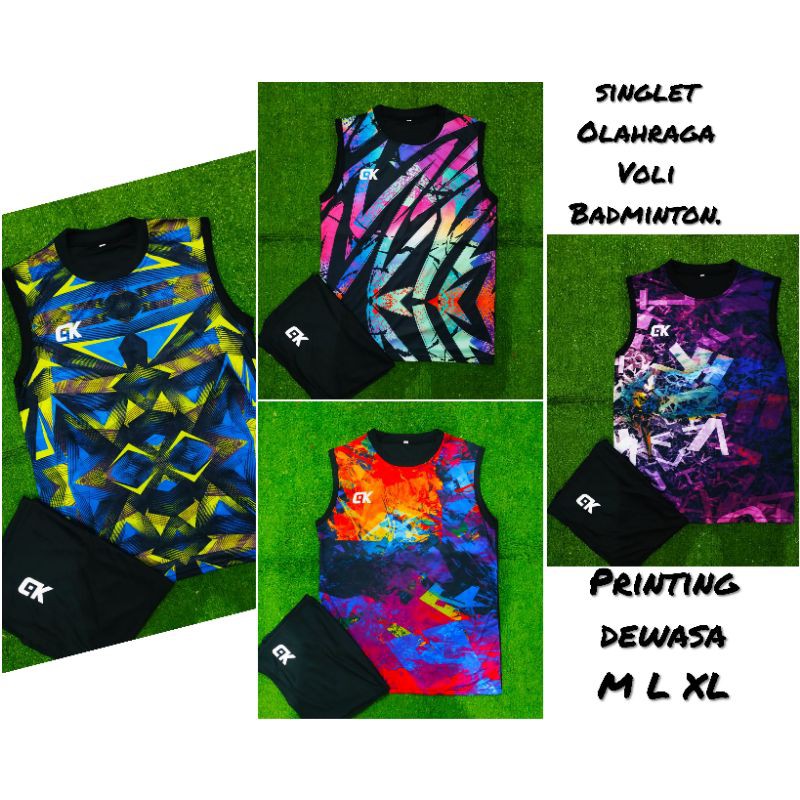 SINGLET OLAHRAGA PRIA WANITA.BAJU SINGLET VOLLY BADMINTON FUTSAL.JERSEY SINGLET PRINTING.