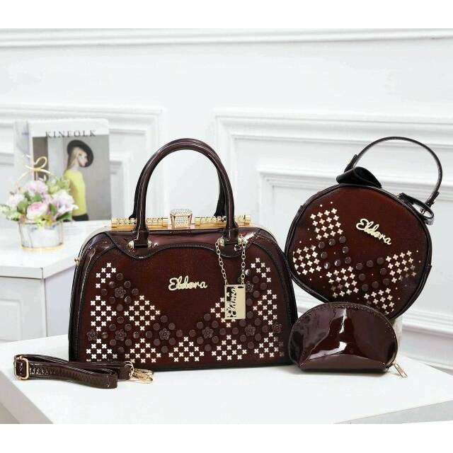 SALE Tas import behel Eldora Rosell ES1207 handbag glossy croco wanita branded batam