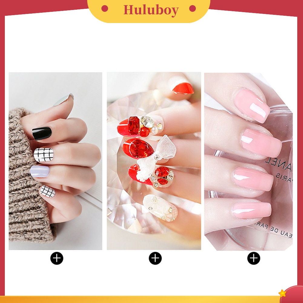 Huluboy Huluboy♡ 120pcs Stiker Kuku Palsu Dua Sisi Warna Transparan