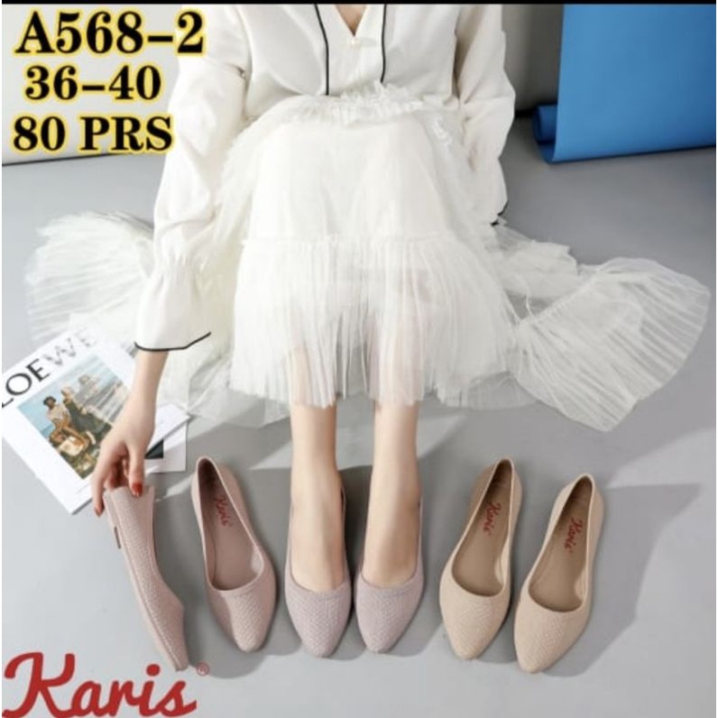 SEPATU WEDGES FLAT SHOES PEREMPUAN WANITA REMAJA DEWASA BAHAN KARET FULL SEPATU KERJA SEKOLAH MAGANG KARIS 568-2