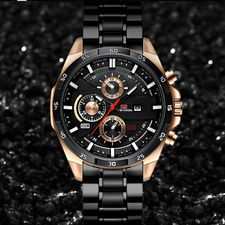 SANGCAKRA COD - Jam Tangan Pria VAVA VOOM Luxury Full Steel Sport Quartz Business Waterproof Casual Watch - J71