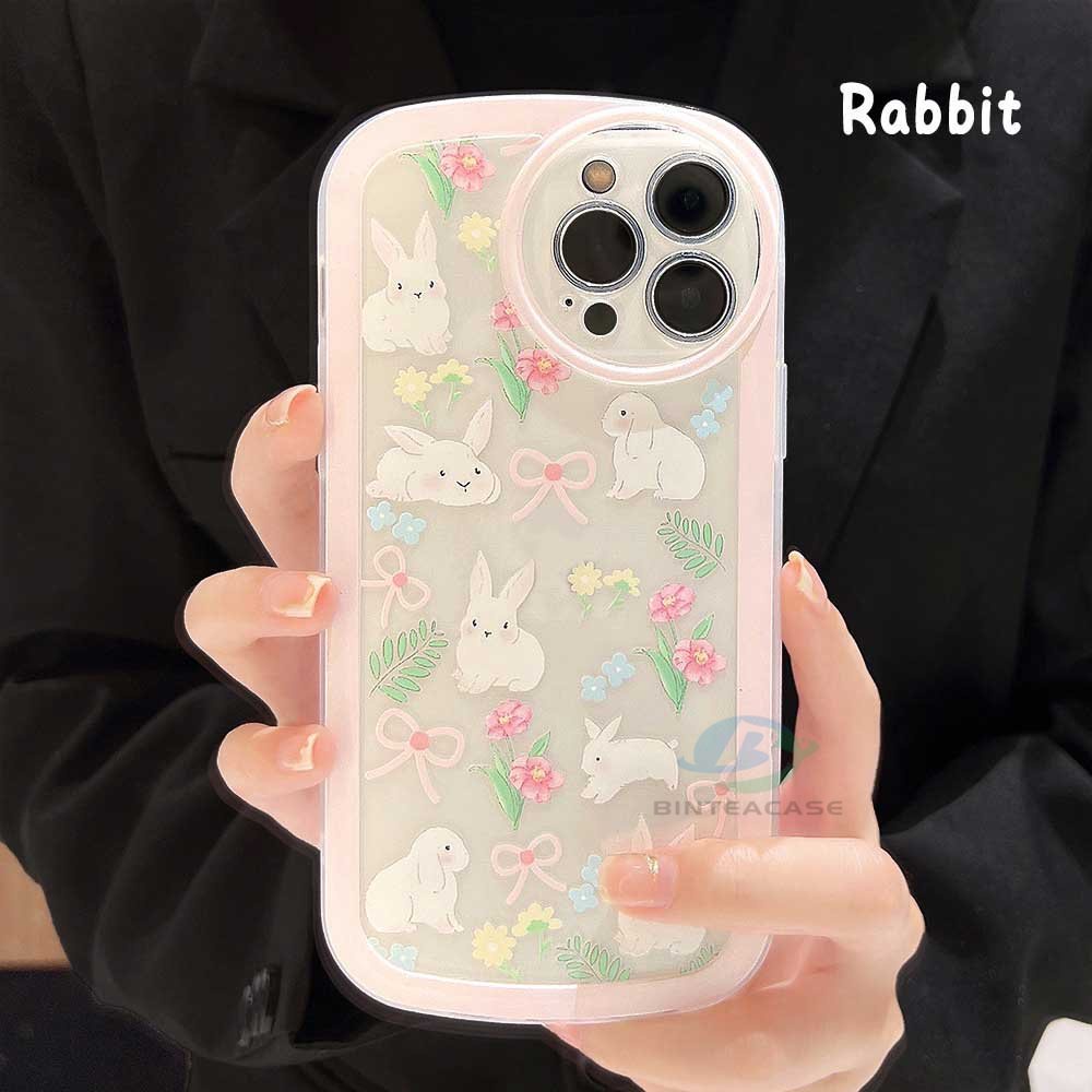 Casing TPU OPPO A78 Reno 8T 4G A57 2022 A15 A16 A16K A54 A53 A12 A5S A7 A3S A31 A52 A83 A92 A37 F9 A1K F1S Motif Kelinci Pink