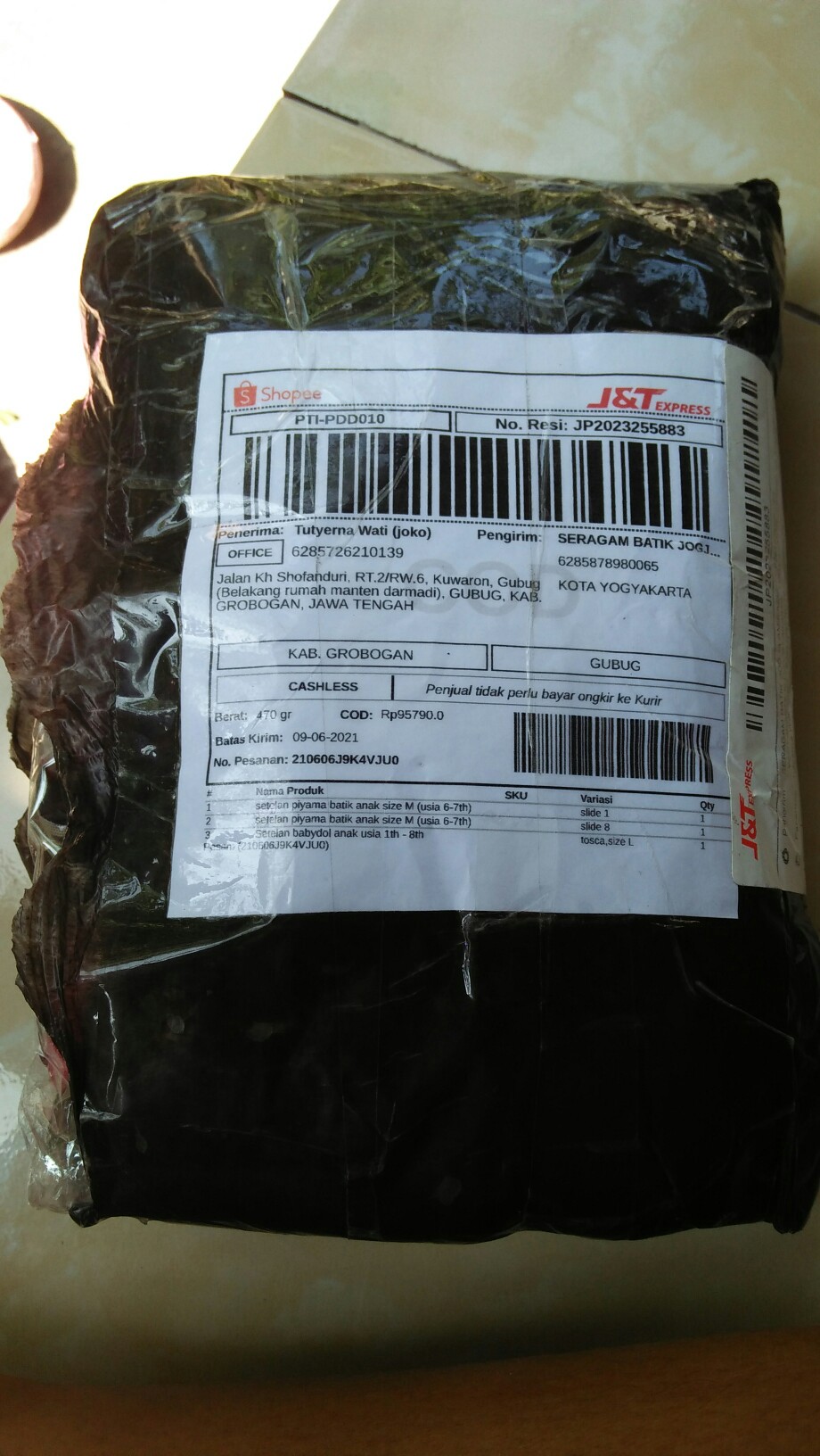 Setelan Piyama Batik Anak Size M (usia 6-7th)