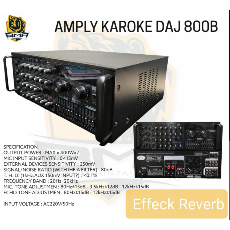 Power Amplifier Karaoke BMA DAJ800B DAJ 800B DAJ 800 B Efek Reverb Original TERBAIK