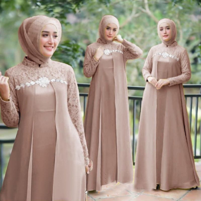 gamis dress ROSILIA Agnia maxi brukat cantik gamis mewah gamis acara nikah