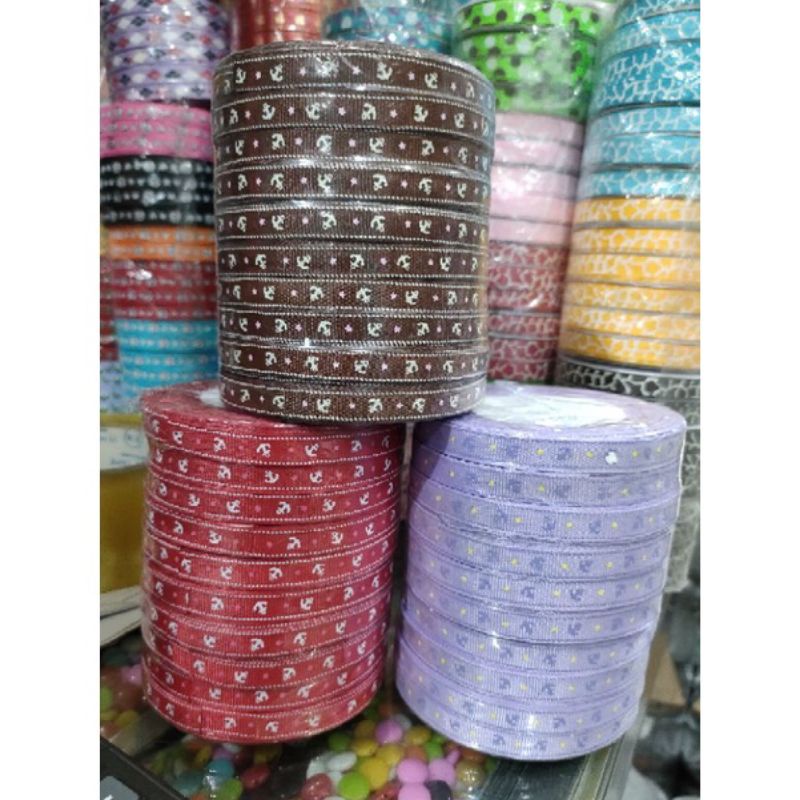 

PITA GROSSGRAIN ROLL 1 CM MURAH MOTIF JANGKAR besar / Bahan ACC / Asesoris pita kado / pita souvenir