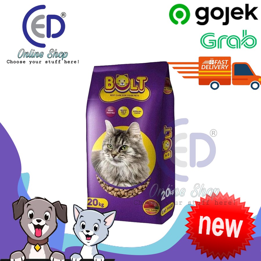 MAKANAN KUCING BOLT TUNA IKAN 20KG ( KHUSUS GOSEND &amp; GRAB )