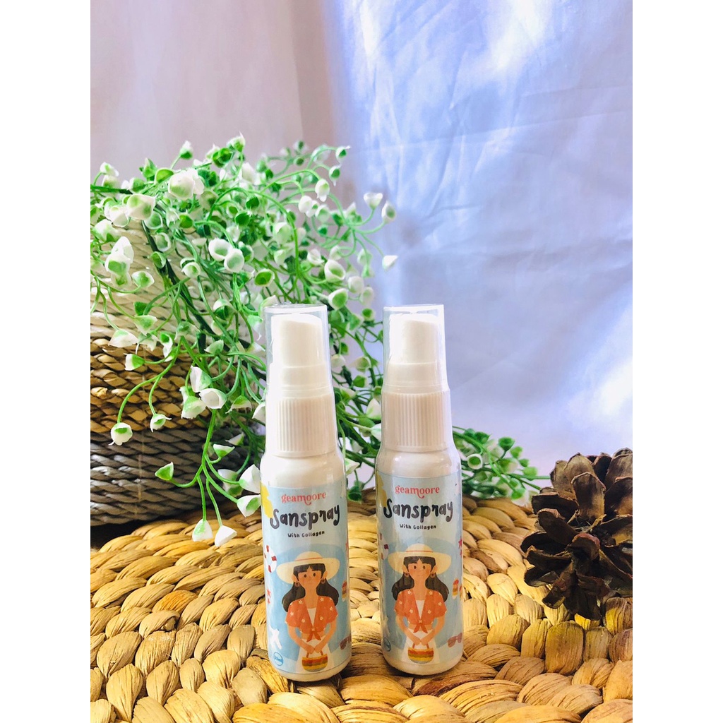 Geamoore Sunscreen Spray / Perlindungan kulit wajah dari paparan sinar matahari yang berbentuk spray yang travelsize praktis di bawa kemana saja dengan harga yang murah meriah ramah di kantong dan bestsaller