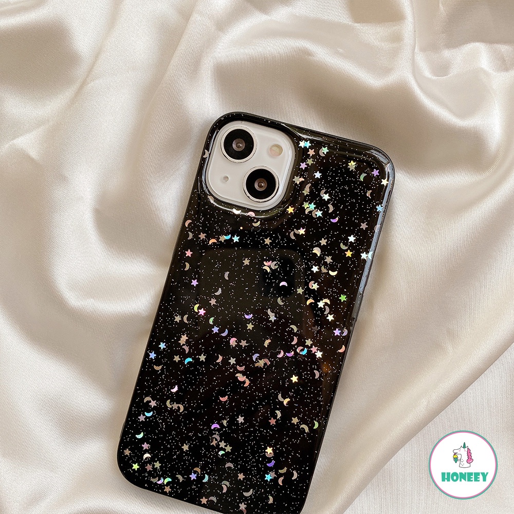 Casing Soft Case Bumper TPU Glitter Sequin Gold Foil Anti Slip Untuk IPhone 14 13 12 11 Pro Max X XS XR 8 7 Plus