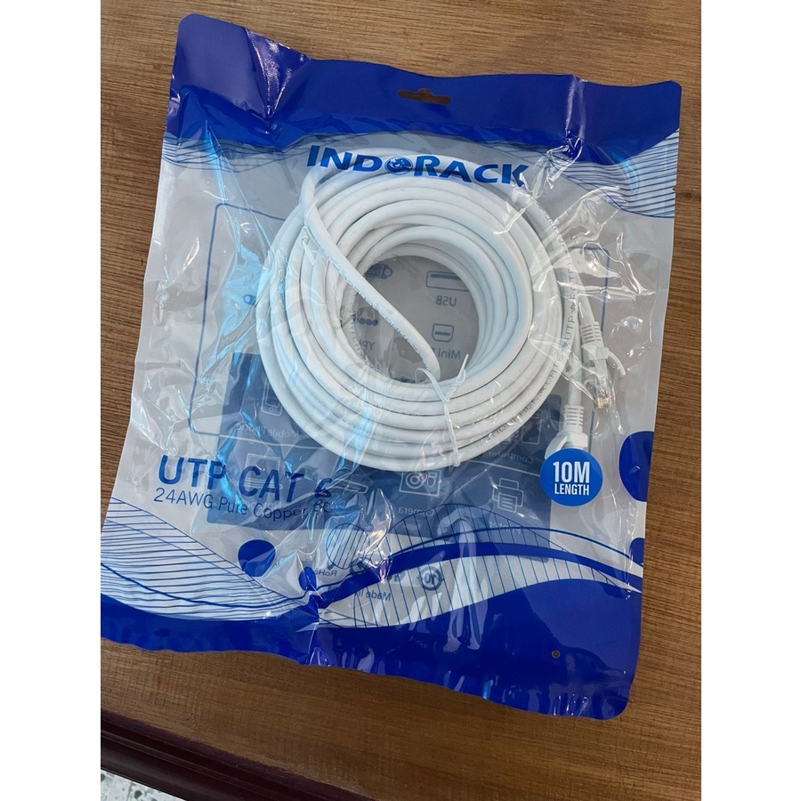 INDORACK C610W 10 Meter Kabel Lan CAT6 UTP Patch Cord Cable -WHITE