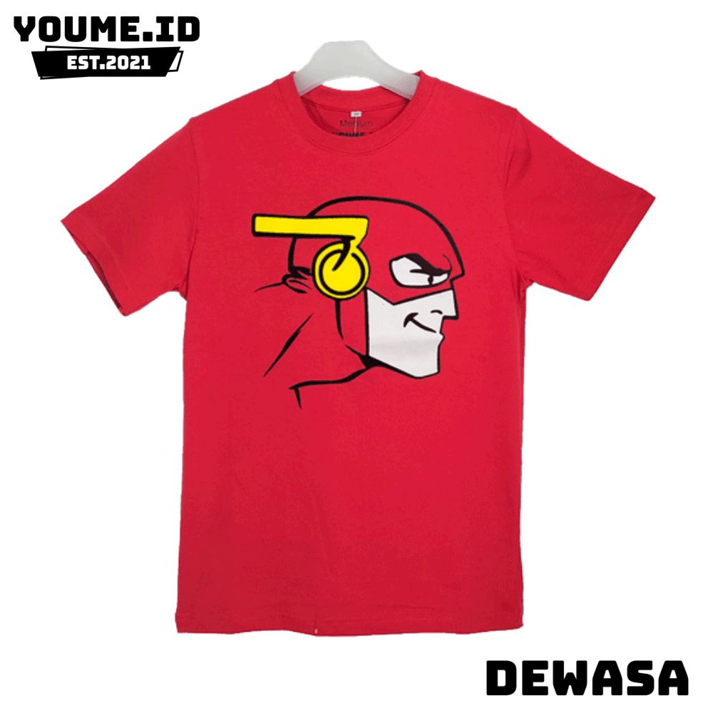 Kaos / Baju Pria Tanggung dan Dewasa distro motif Flash warna Merah