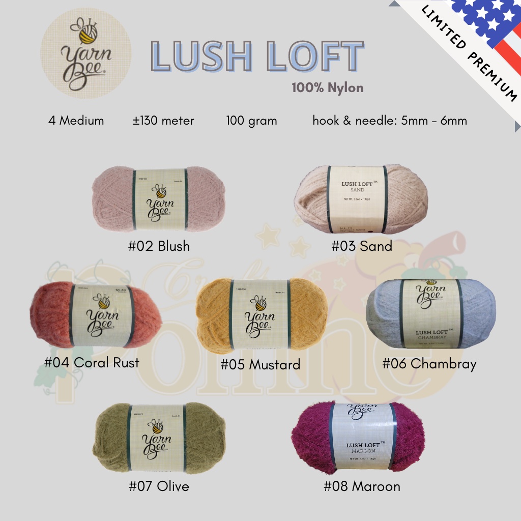 LIMITED USA - YARN BEE LUSH LOFT - BENANG BULU HALUS LEMBUT - PREMIUM SOFT CROCHET KNITTING YARN