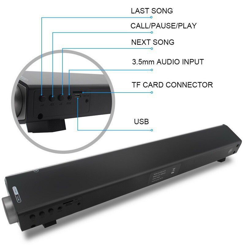 Mall Speaker Bluetooth Soundbar Home Theater Surrond Bass Portable + Remote Control TV Out LP-S