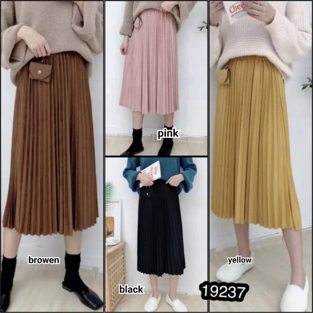 Rok suede plisket