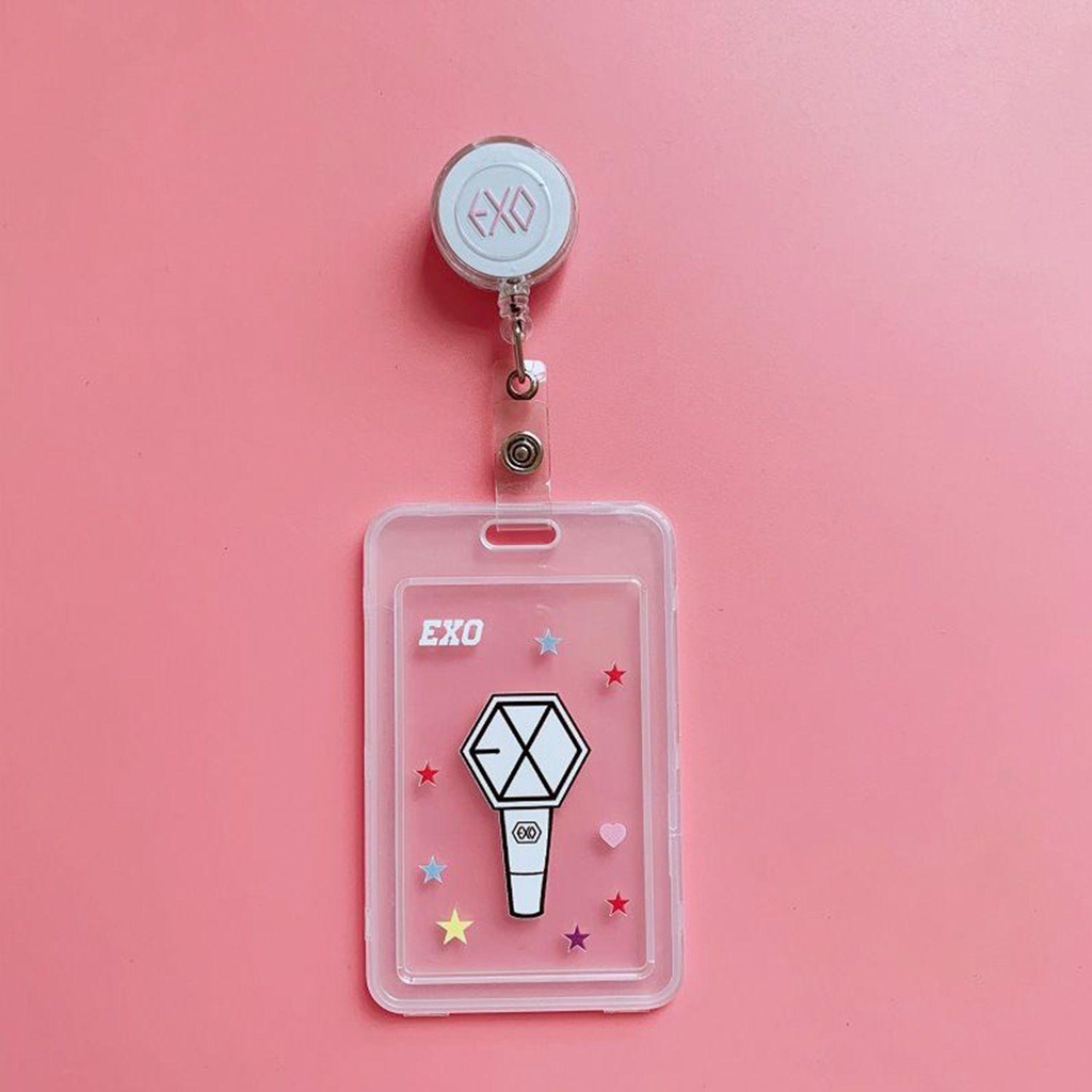 BTS BLACK PINK TWICE  EXO GOT7 Retractable Card Holder Name Badge Holder ID Business Case Luggage Tag Cover Multifunctional