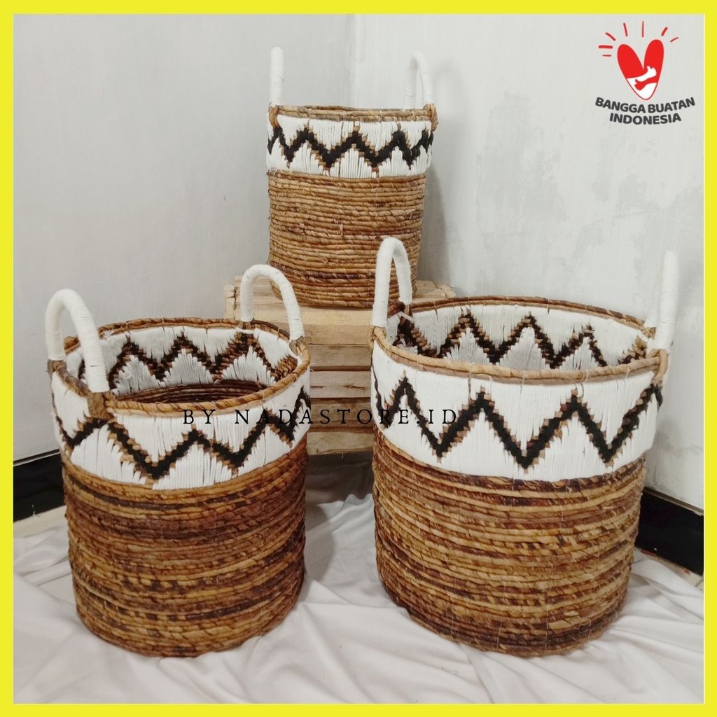 KERANJANG ANYAMANAN BANANA RAJUT MACRAME / KERANJANG SERBAGUNA /POT ANYAMAN BIG SIZE ECER