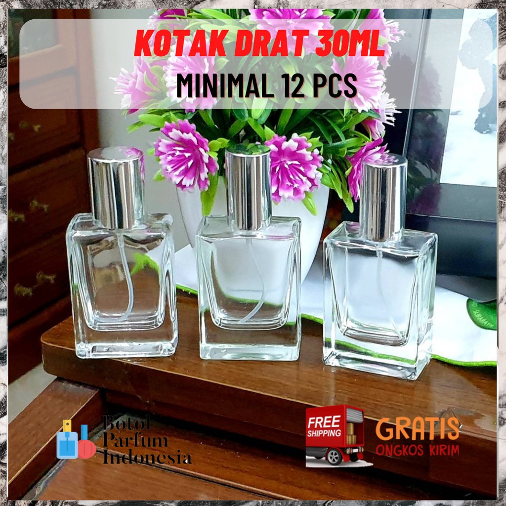 BOTOL PARFUM SPRAY KACA KOSONG 30 ML (KOTAK DRAT SUPREME 30 ML)
