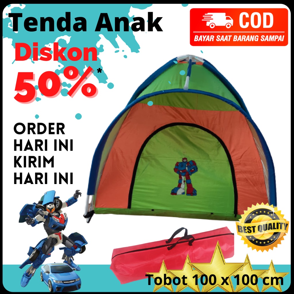 TENDA ANAK KARAKTER TOBOT UKURAN 100X100 CM _ TENDA MAINAN ANAK MURAH _ KEMAH KEMAHAN