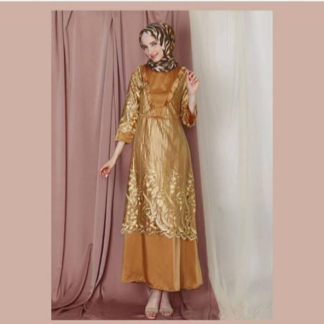 Gamis satin tile fendi seruni
