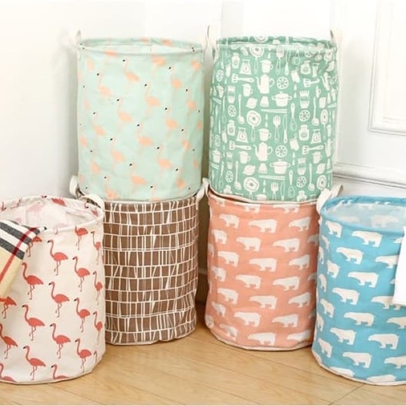 DK KERANJANG Pakaian Kotor Motif / Laundry Basket / Keranjang Baju Bulat