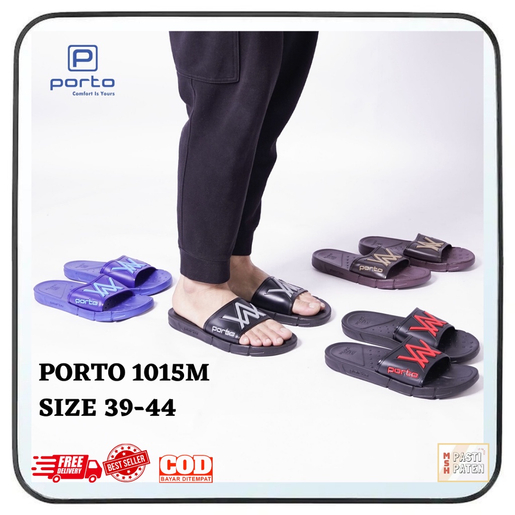 Sandal kasual pria model selop terbaru ori porto 1015m ukuran 39-44 bisa cod