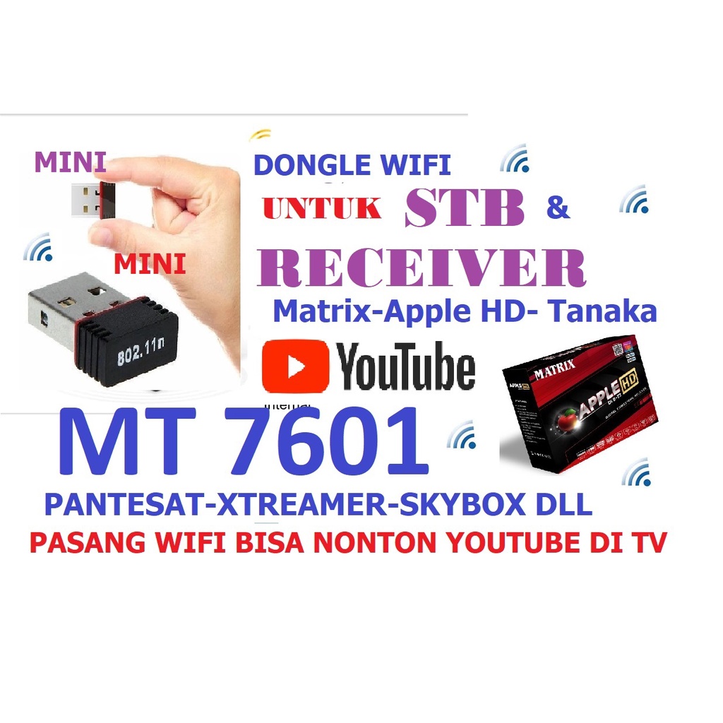 MINI USB Dongle WIFI STB Mediatek MT7601 Receiver Wireless 150Mbps untuk matrik tanaka pantesat dll