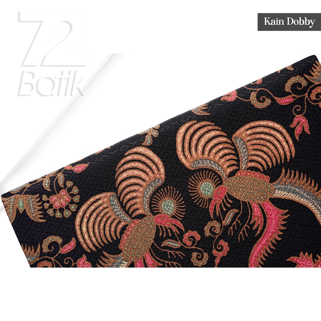 KAIN BATIK PREMIUM Bahan Dobby Motif Burung Yin Warna Merah Hitam 721687 Cap 72 Jarik Jarit Samping Kebat Panjang Batik Katun Modern Premium Bahan Seragam Batik Pernikahan Kantor Keluarga Murah Kamen Jadi Batik Bali Lembaran