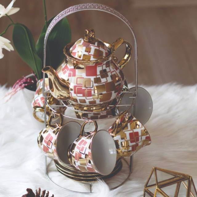 Teko keramik 1 set/ Cangkir teh keramik/ Cangkir antik