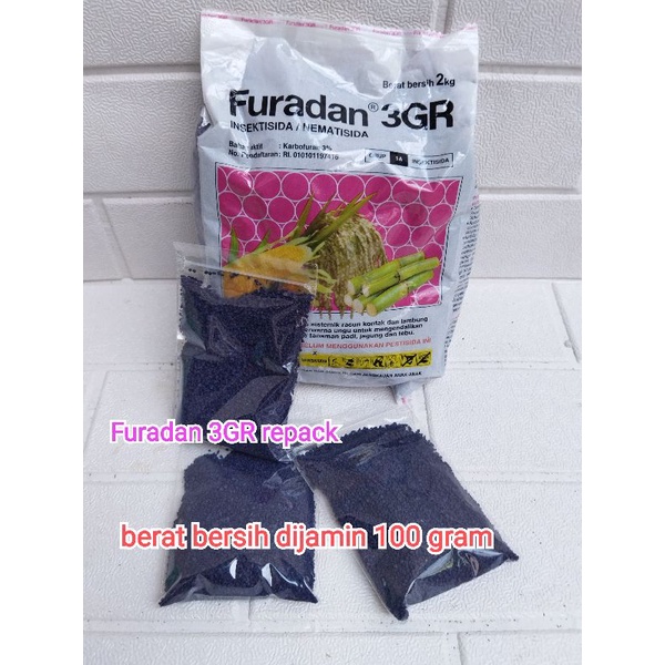 FURADAN 3GR ASLI pupuk Insektisida kemasan 250 gram, FURADAN 3GR Repack 100gram
