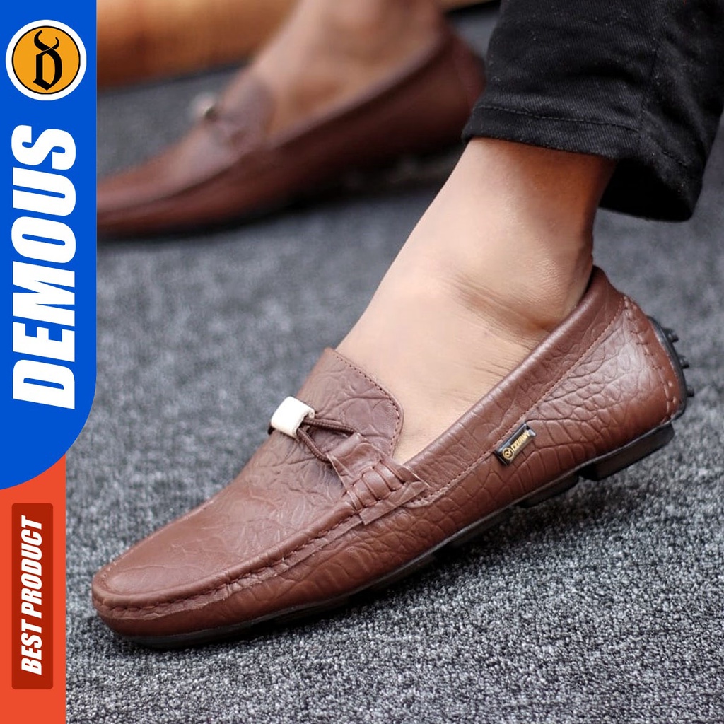 DEMOUS Piraz - Sepatu Formal Pria Pantofel Kulit Asli