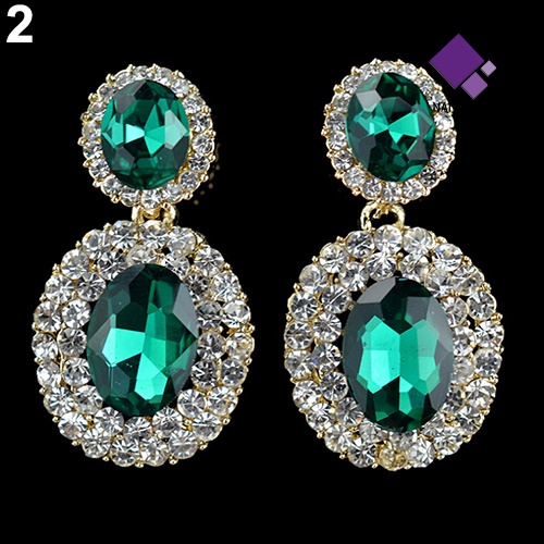 Anting Menjuntai Bentuk Oval Geometris Gaya Vintage Untuk Wanita