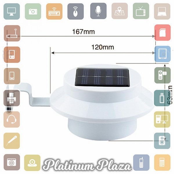 VKTECH Lampu Taman Tenaga Surya Solar Panel 3 LED - 07 - White`183YZA-