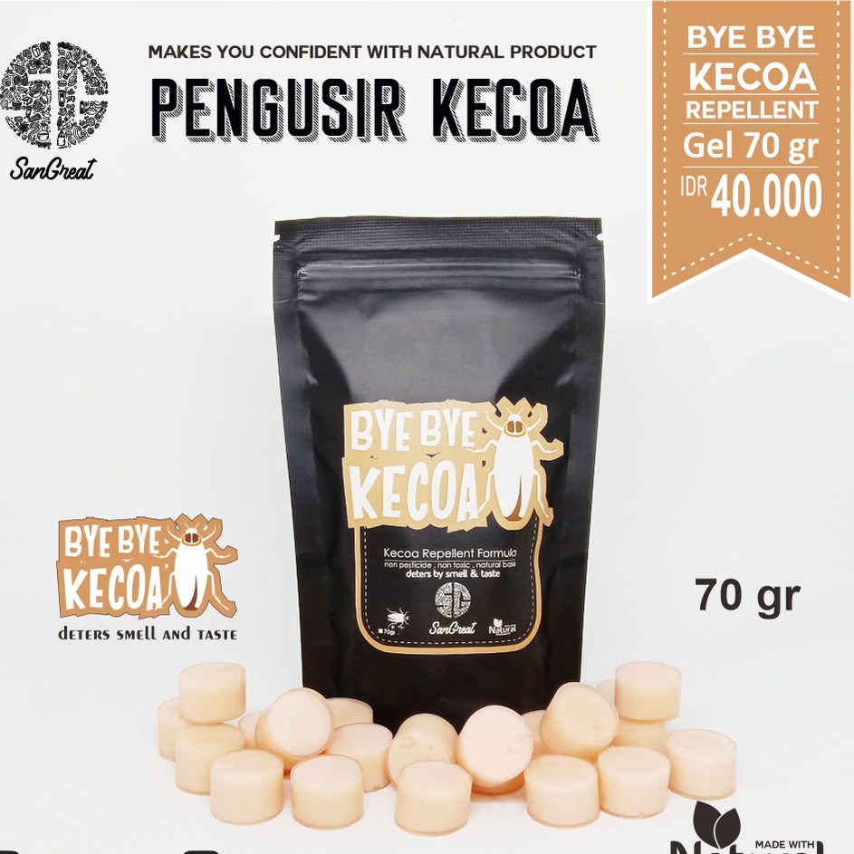 Pengusir kecoak gel Bye Bye kecoa kapur barus obat anti kecoa non pestisida 70 gr untuk di rumah, mobil, kamar mandi, kamar, dapur