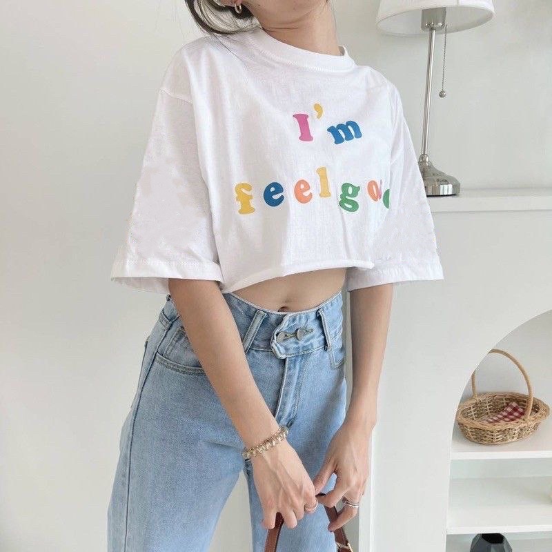 Kaos Oversize Crop I Feel Good (LD 106, P 45)