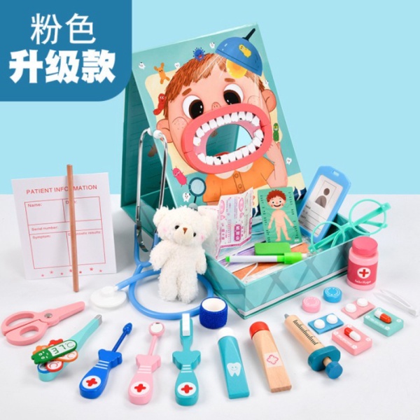 

dental set dokter gigi set kid kit mainan pretend play wooden teeth - Biru Murah
