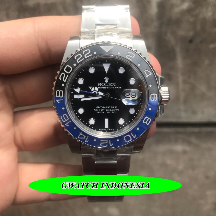 Flash Sale  Jam Tangan Grosir Terpercaya Rolex GMT Master II Batman 116710 Black Dial Silver Stainle