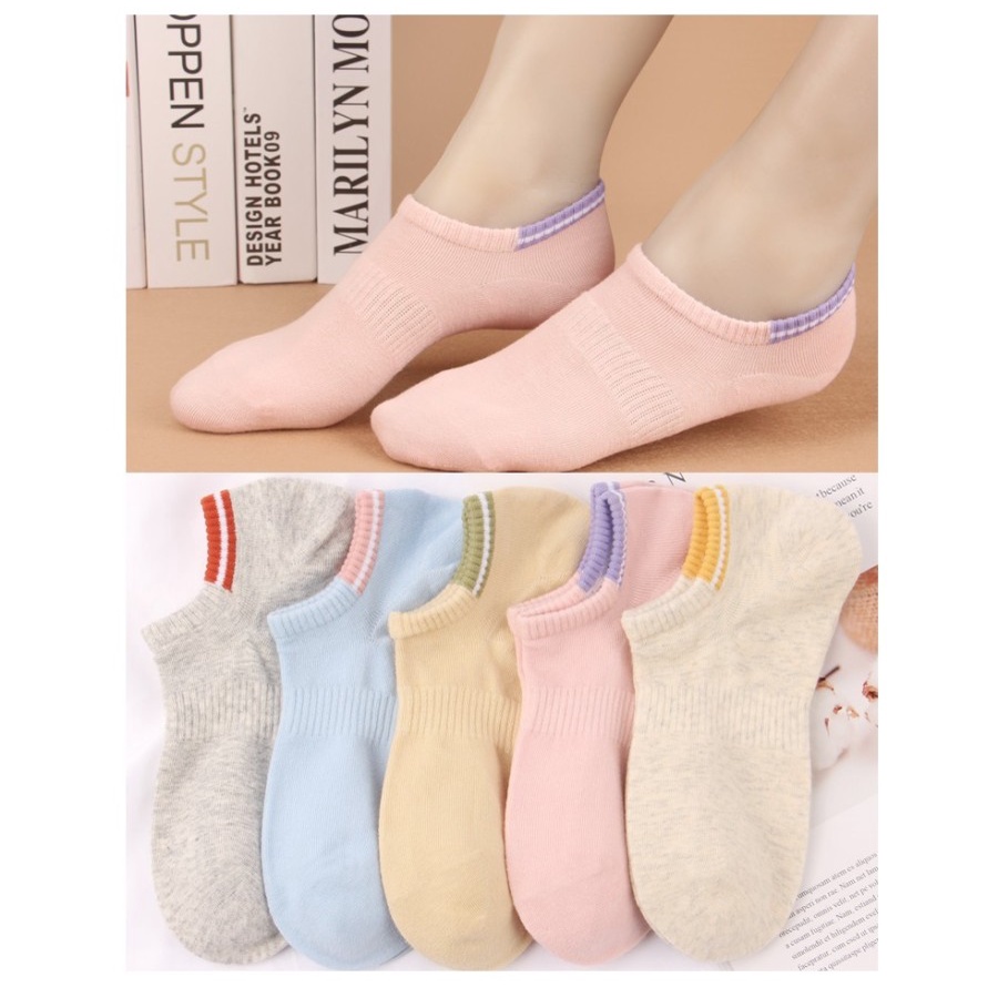 BEST SELLER!! Kaos Kaki Warna Pendek Wanita Korea Soft Color Cotton Sock