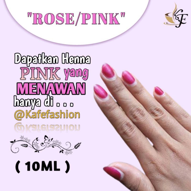 ( 10ML ) Rose Pink Hena Kuku Awet Tuffah Nail Henna Kutek Halal Sah Sholat Cetar Elhaura Kuteks Muslimah Wanita Cantik