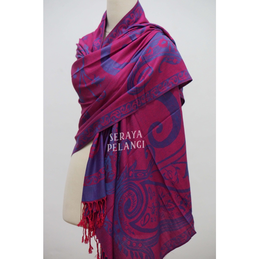 Pashmina Cashmere Keong 38 | Motif Kembang | Selendang | Scarf | Syal | Shawl | Pasmina | Souvenir | Hadiah Ulang Tahun | Birthday Gift | Aksesoris Fashion Wanita | Import Quality | Grosir Murah | Pashmina Kashmir | Luxury Scarf