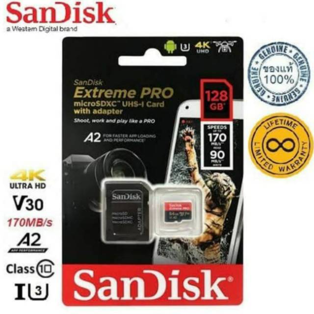 Micro SD Sandisk Extreme Pro 128Gb Kartu Memori