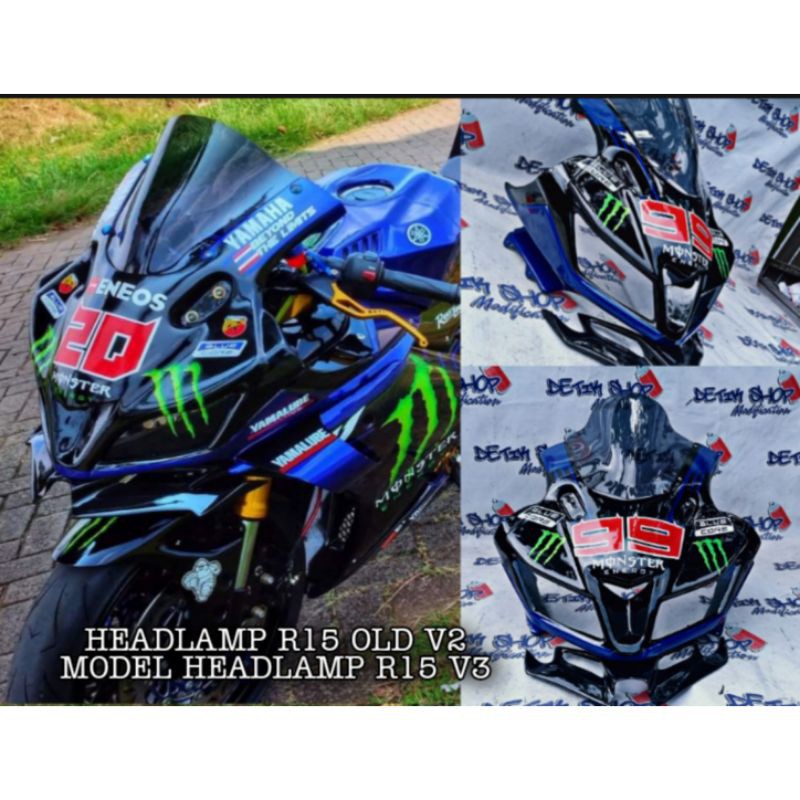 HEADLAMP R15 V2 HEADLAMP R15 OLD V1 V2 MODEL HEADLAMP R15 V3 DAN WINGLET