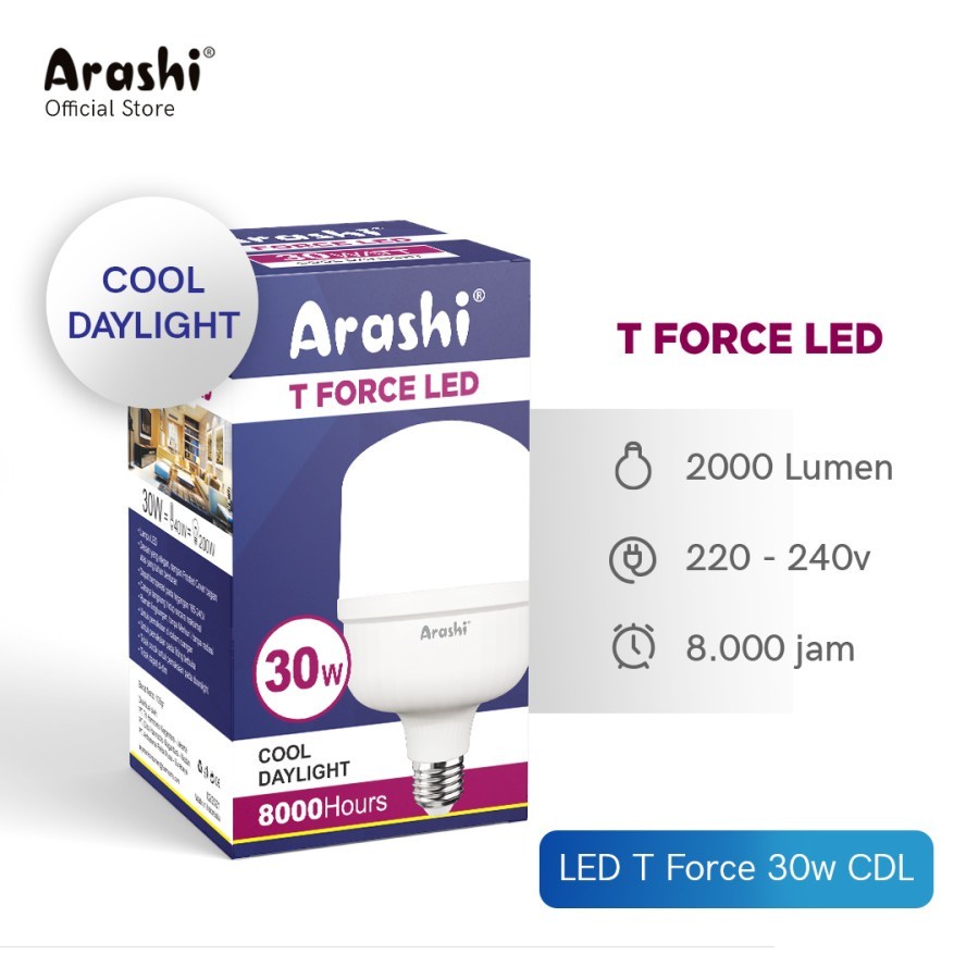 Lampu LED ARASHI T Force LED 30 Watt CDL - Putih