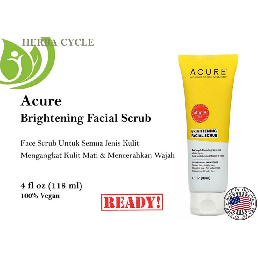 Acure Brightening Facial Scrub 118ml Angkat Kulit Mati dan Wajah Cerah