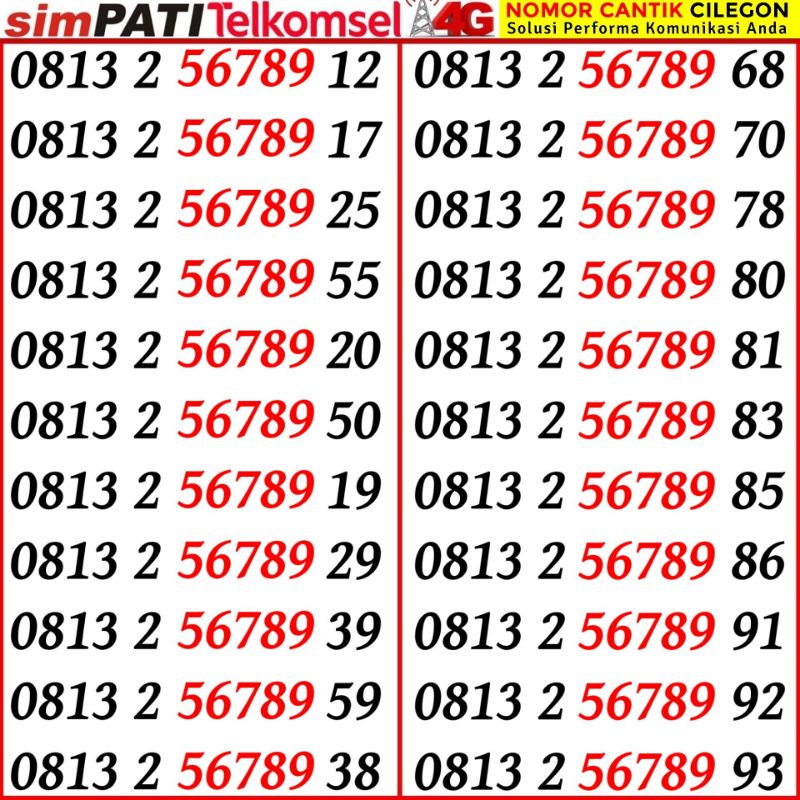 KARTU PERDANA NOMOR CANTIK SIMPATI TELKOMSEL 56789 Tahun tanggal bulan