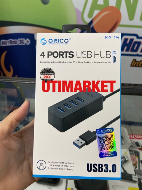 USB Hub Orico 4Port USB 3.0 Panjang kabel 1 meter