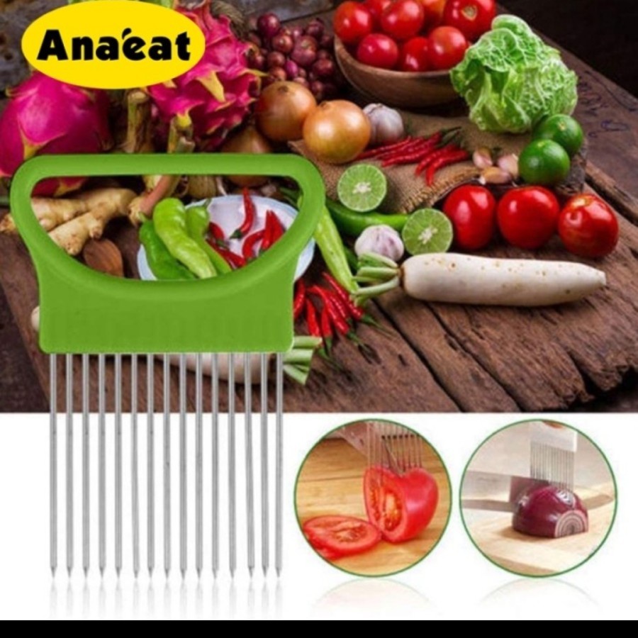 Sgmshop Garpu potong bawang kentang tomat daging onion slicer cutter pisau