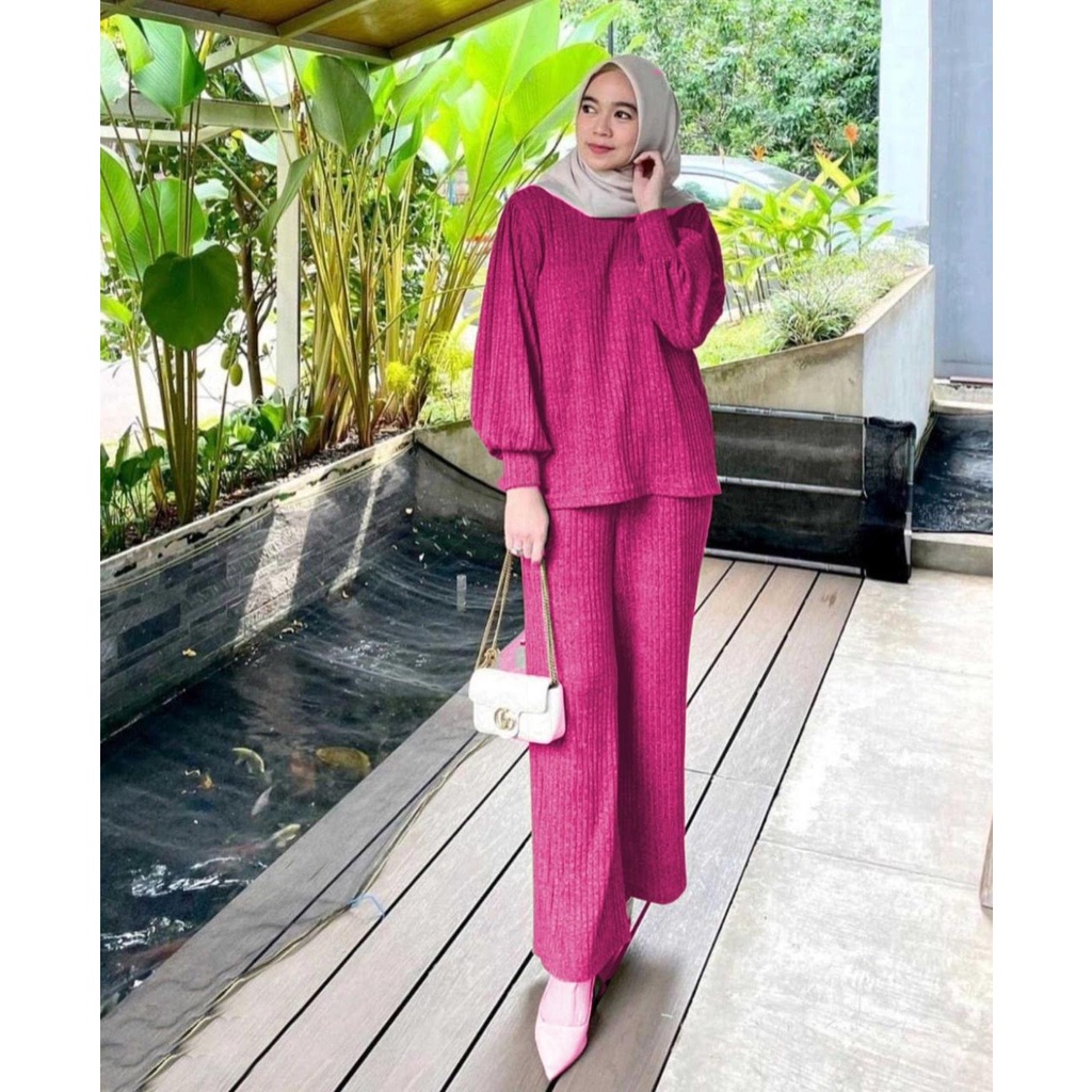 ELDE 12 - SET HARAGA ( L - XL - XXL - 3XL ) STELAN BAHAN KNIT IMPORT TEBAL + CELANA