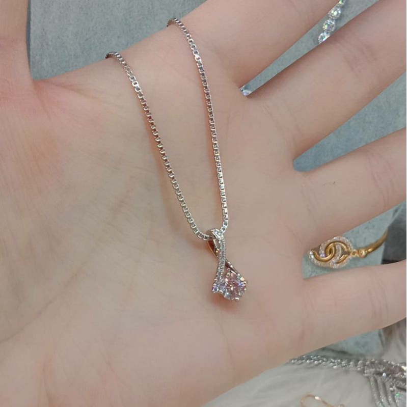 La Vienne - Kalung Infinity Solitaire - Simple Mewah Elegan - Kualitas Dijamin - Bahan Titanium Asli Anti Karat - Koleksi Wajib